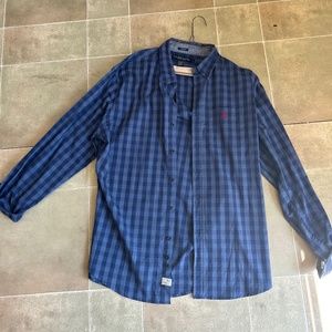 Large Mens Long Sleeve Polo Button Down Dress Shirt